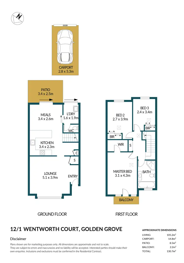 Floorplan of Homely townhouse listing, 12/1 Wentworth Court, Golden Grove SA 5125