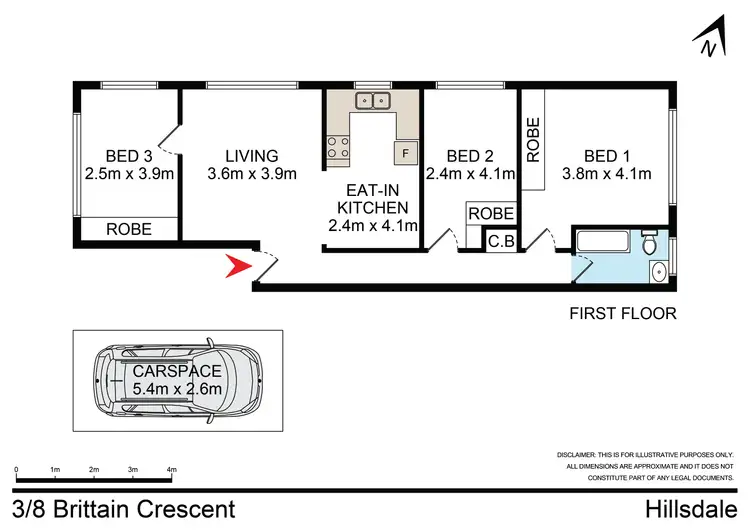 Floorplan of Homely unit listing, 3/8 Brittain Crescent, Hillsdale NSW 2036