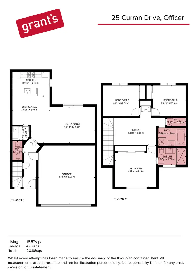 Floorplan of Homely townhouse listing, 25 Curran Drive, Officer VIC 3809