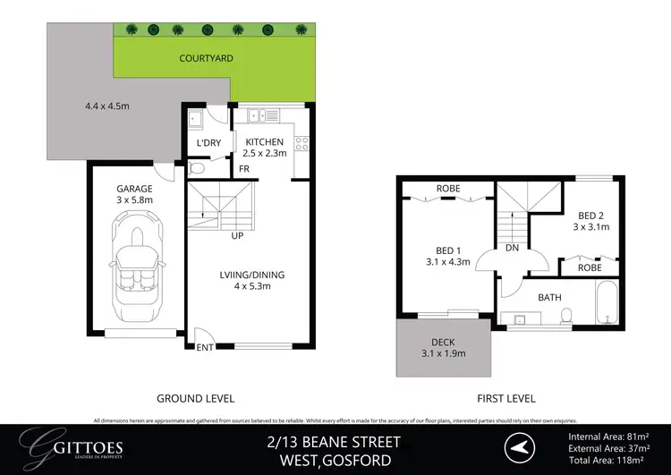 Floorplan of Homely townhouse listing, 2/13 Beane Street West, Gosford NSW 2250