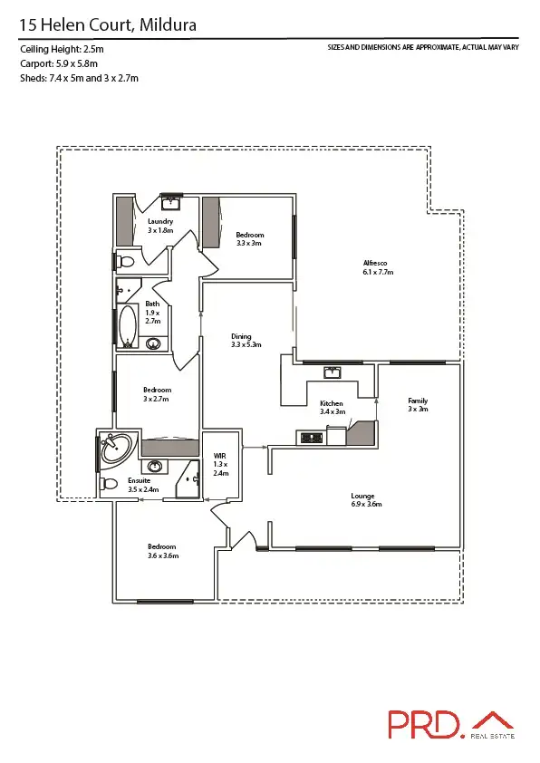 Floorplan of Homely house listing, 15 Helen Court, Mildura VIC 3500