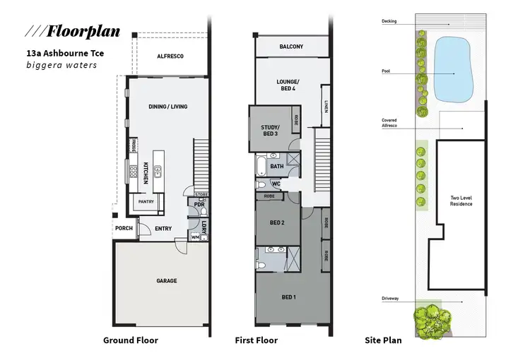 Floorplan of Homely semi-detached listing, 13A Ashbourne Terrace, Biggera Waters QLD 4216