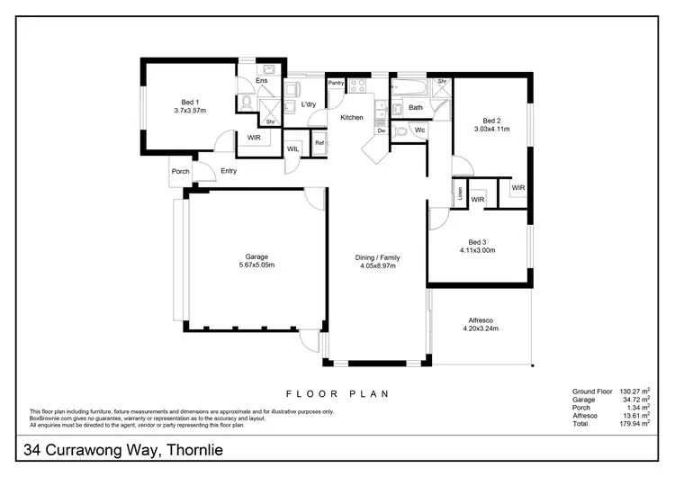 Floorplan of Homely house listing, 34 Currawong Way, Thornlie WA 6108