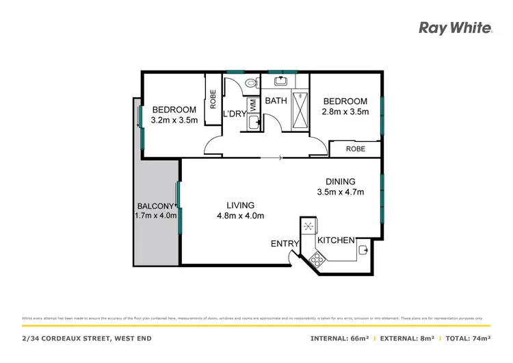 Floorplan of Homely apartment listing, 2/34 Cordeaux Street, West End QLD 4101