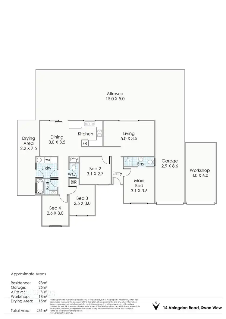 Floorplan of Homely house listing, 14 Abingdon Road, Swan View WA 6056