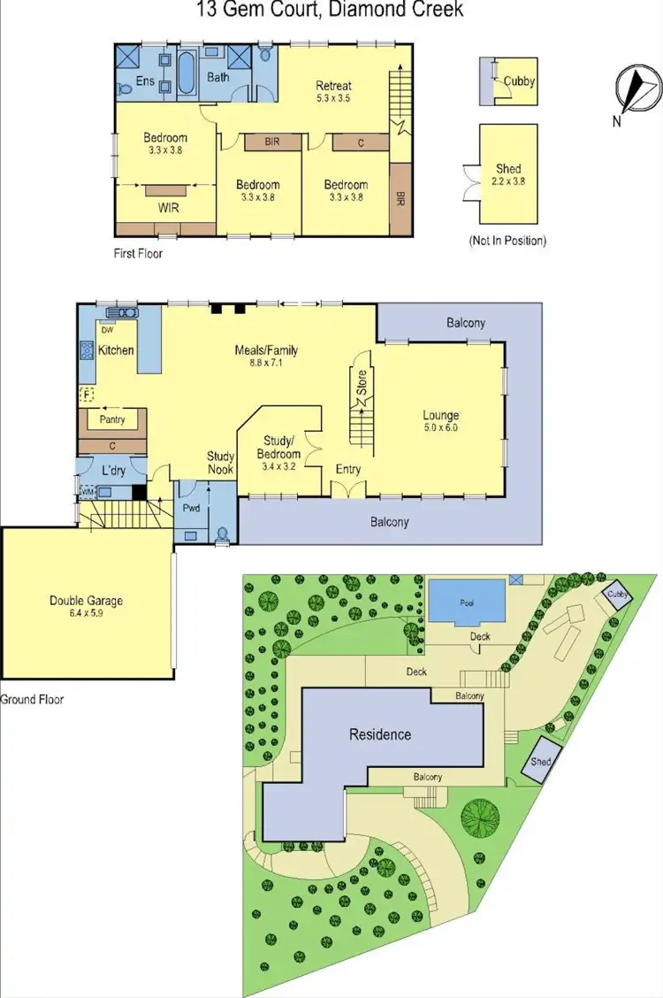 Floorplan of Homely house listing, 13 Gem Court, Diamond Creek VIC 3089
