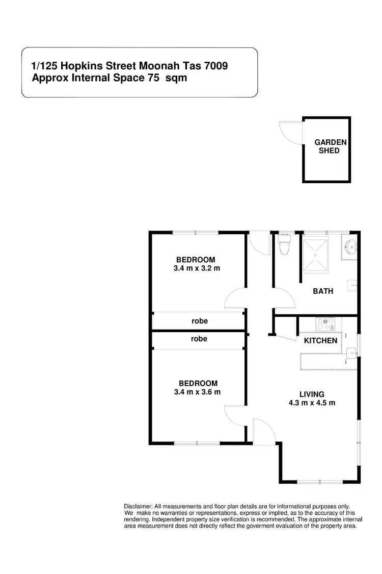 Floorplan of Homely unit listing, 1/125 Hopkins Street, Moonah TAS 7009