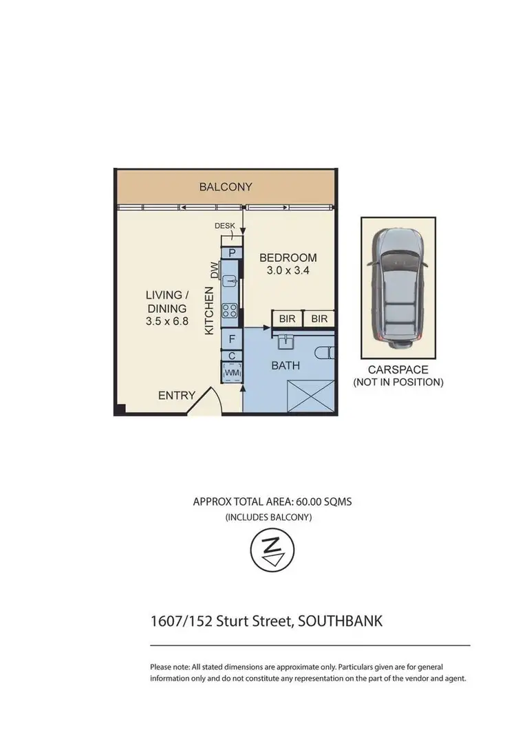 Floorplan of Homely apartment listing, 1607/152 Sturt Street, Southbank VIC 3006