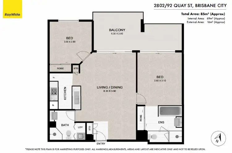 Floorplan of Homely apartment listing, 2802/92 Quay Street, Brisbane City QLD 4000
