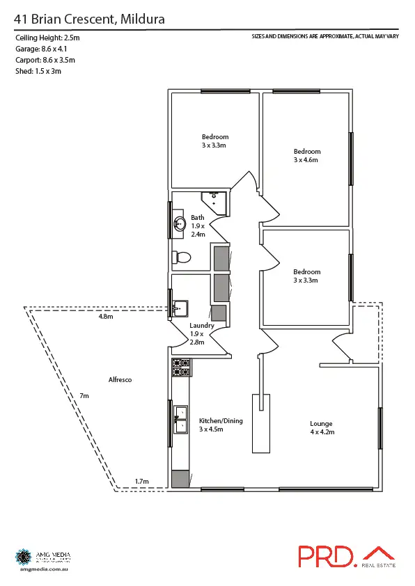 Floorplan of Homely house listing, 41 Brian Crescent, Mildura VIC 3500