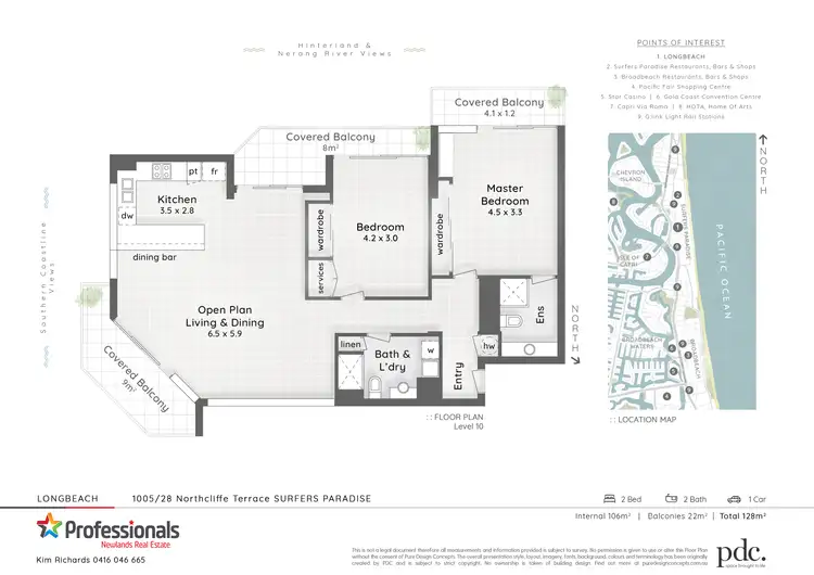 Floorplan of Homely unit listing, 1005/28 Northcliffe Terrace, "Longbeach Apartments", Surfers Paradise QLD 4217