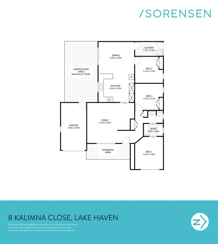 Floorplan of Homely semi-detached listing, 8 Kalimna Close, Lake Haven NSW 2263