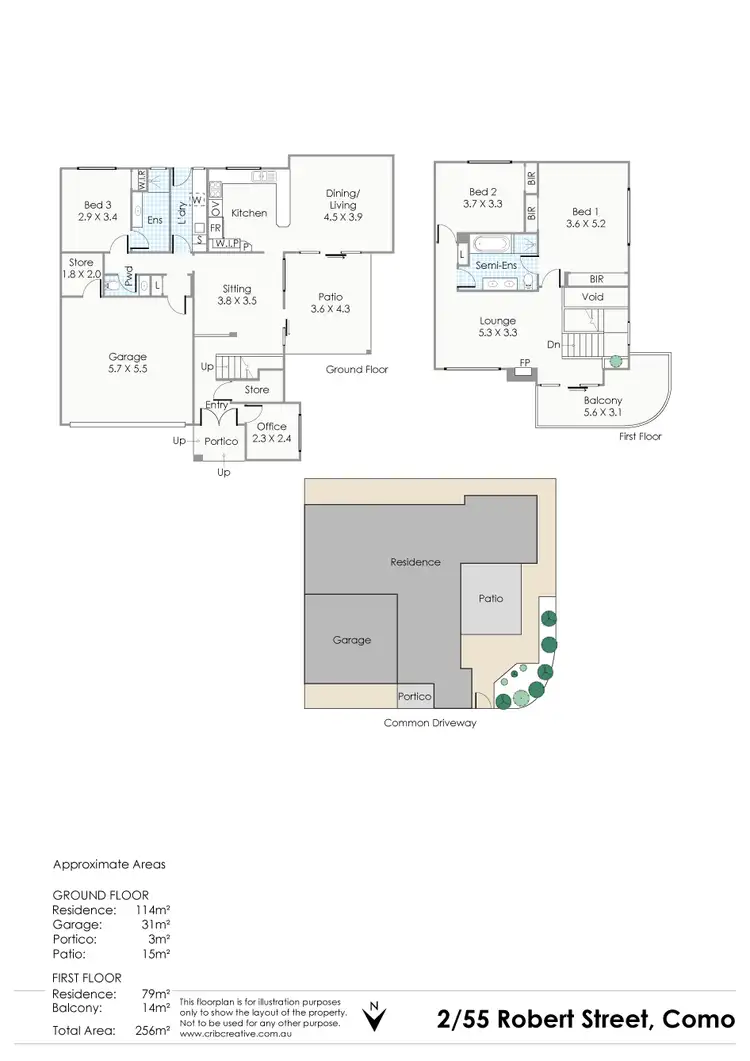 Floorplan of Homely townhouse listing, 2/55 Robert Street, Como WA 6152