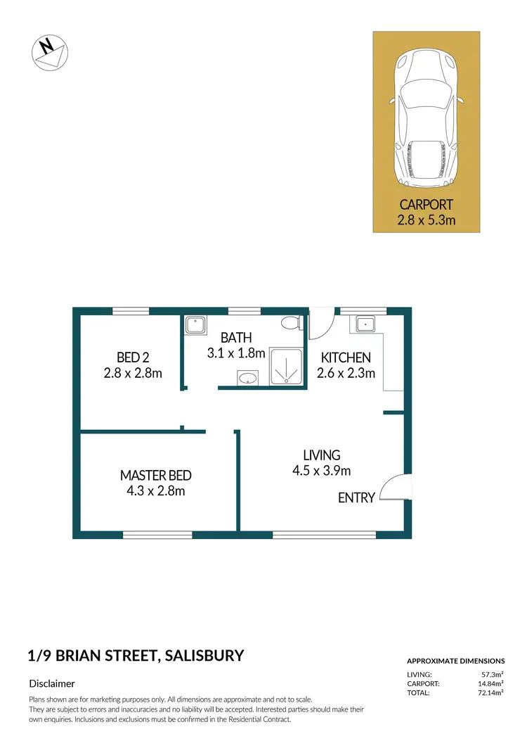 Floorplan of Homely unit listing, 1/9 Brian Street, Salisbury SA 5108