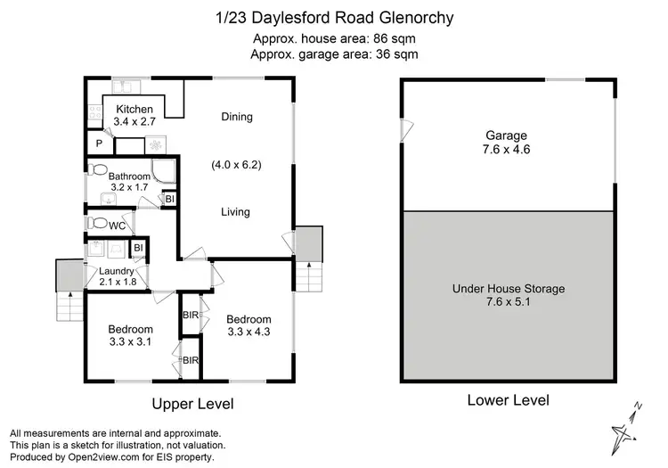 Floorplan of Homely villa listing, 1/23 Daylesford Road, Glenorchy TAS 7010
