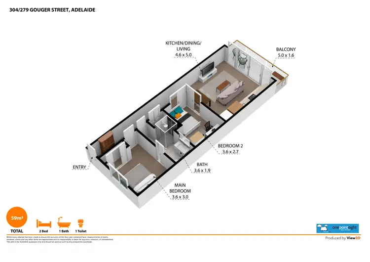 Floorplan of Homely apartment listing, 304/271-281 Gouger Street, Adelaide SA 5000