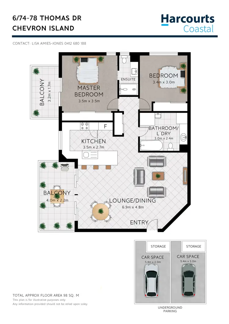 Floorplan of Homely apartment listing, 6/74-78 Thomas Drive, Chevron Island QLD 4217
