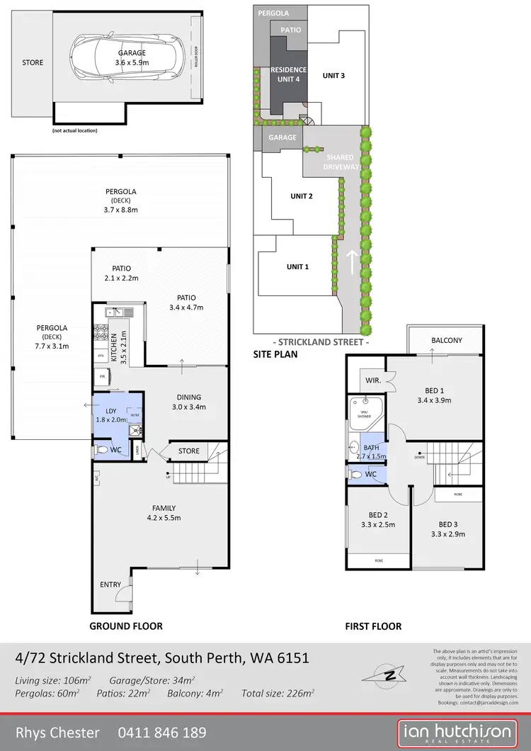 Floorplan of Homely townhouse listing, 4/72 Strickland Street, South Perth WA 6151