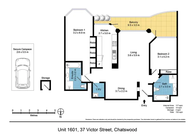 Floorplan of Homely apartment listing, 1601/37 Victor Street, Chatswood NSW 2067