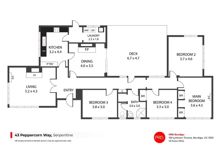Floorplan of Homely house listing, 43 Peppercorn Way, Serpentine VIC 3517