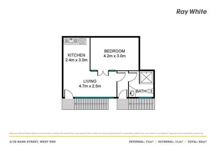 Floorplan of Homely unit listing, 2/35 Bank Street, West End QLD 4101