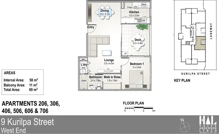 Floorplan of Homely apartment listing, 606/9 Kurilpa Street, West End QLD 4101