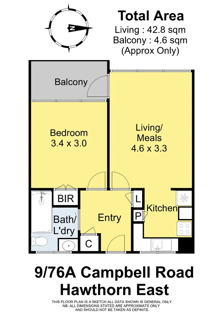 Floorplan of Homely apartment listing, 9/76a Campbell Road, Hawthorn East VIC 3123