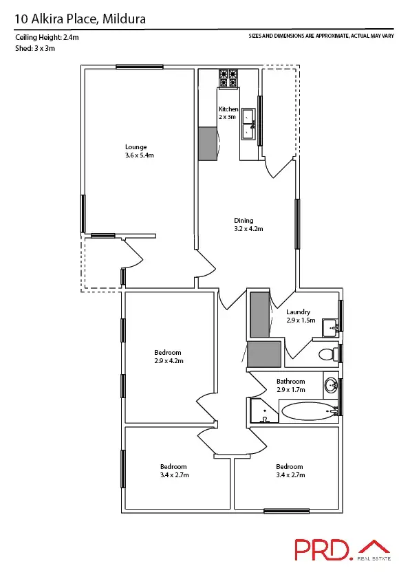 Floorplan of Homely house listing, 10 Alkira Place, Mildura VIC 3500