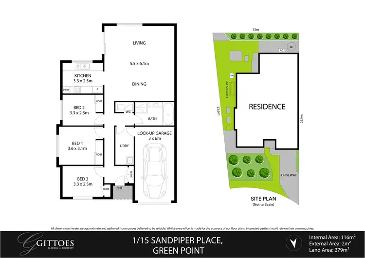 Floorplan of Homely semi-detached listing, 1/15 Sandpiper Place, Green Point NSW 2251