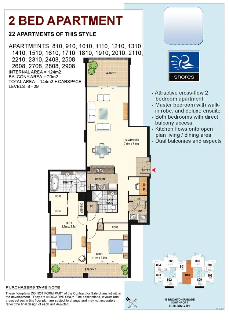 Floorplan of Homely apartment listing, 1410/1 Como Crescent, Southport QLD 4215