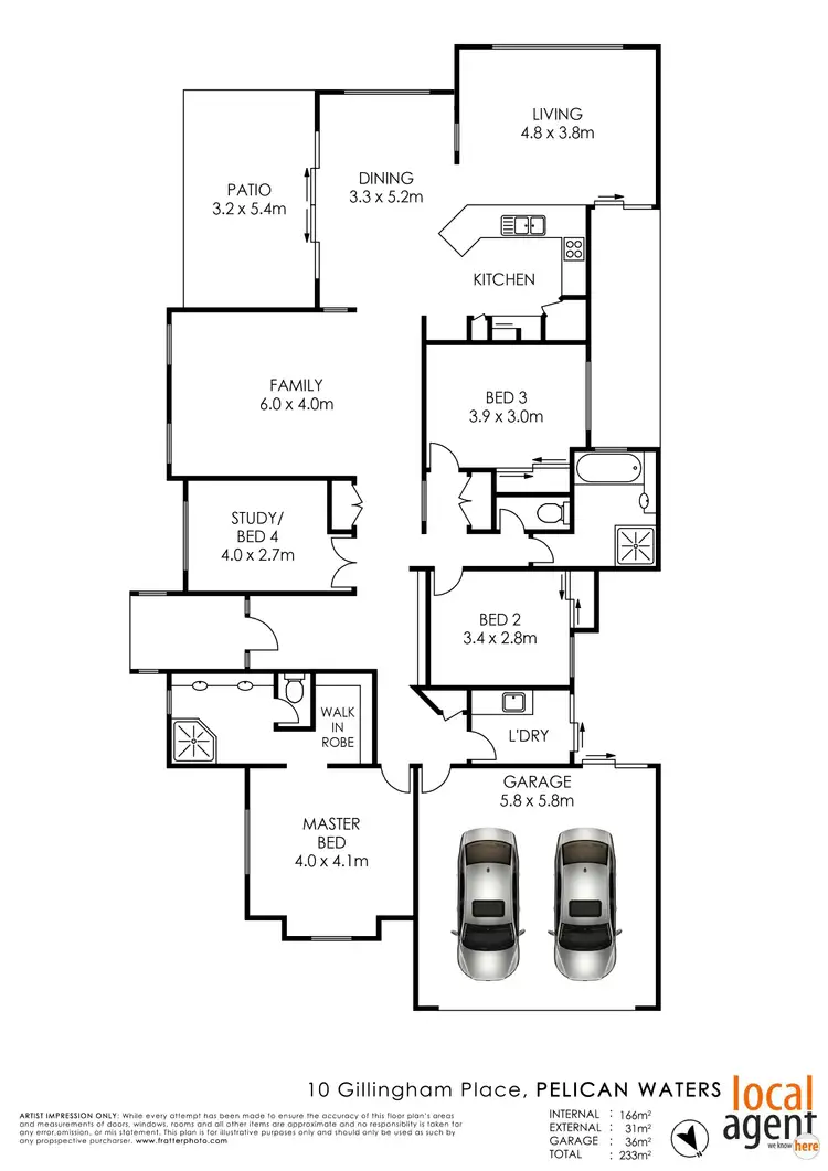 Floorplan of Homely house listing, 10 Gillingham Place, Pelican Waters QLD 4551