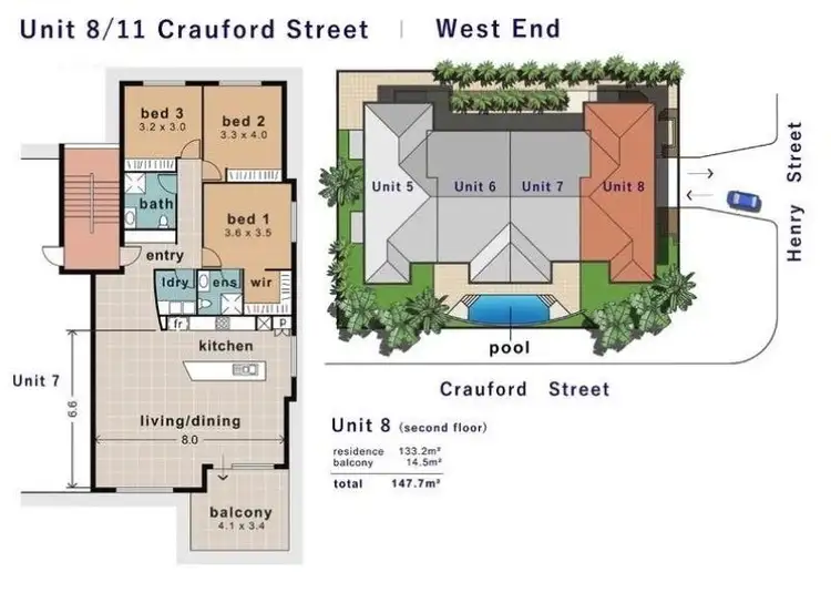 Floorplan of Homely unit listing, 8/11 Crauford Street, West End QLD 4810