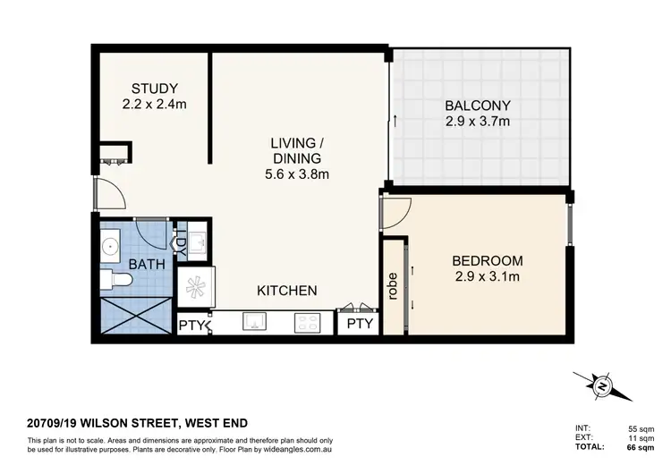 Floorplan of Homely apartment listing, 20709/19 Wilson Street, West End QLD 4101