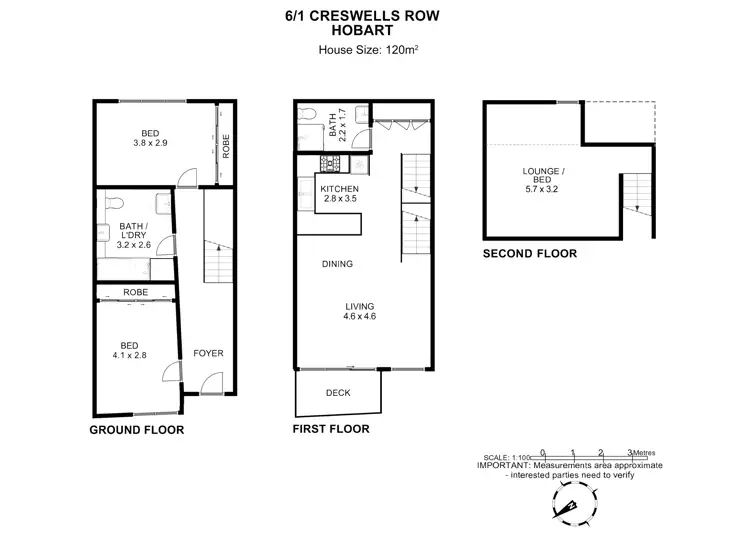 Floorplan of Homely townhouse listing, 6/1 Creswells Row, Hobart TAS 7000