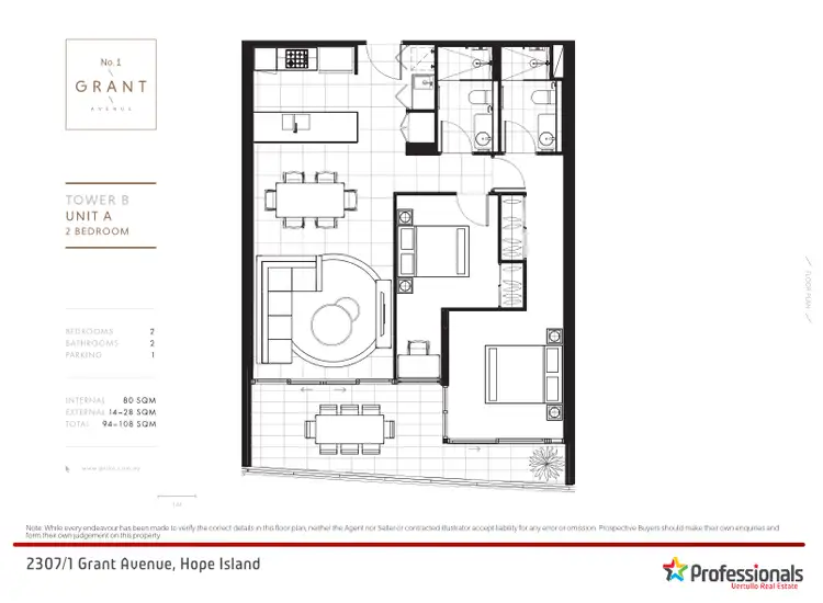 Floorplan of Homely apartment listing, 2307/1 Grant Avenue, Hope Island QLD 4212