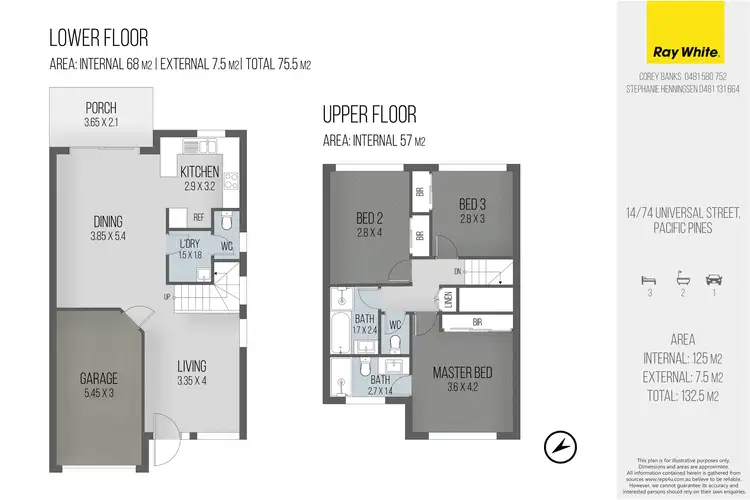 Floorplan of Homely townhouse listing, 14/74 Universal Street, Pacific Pines QLD 4211