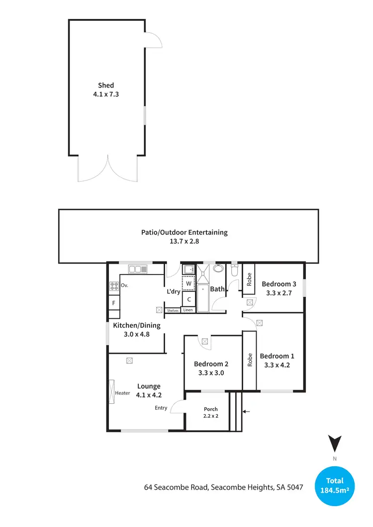 Floorplan of Homely house listing, 64 Seacombe Road, Seacombe Heights SA 5047
