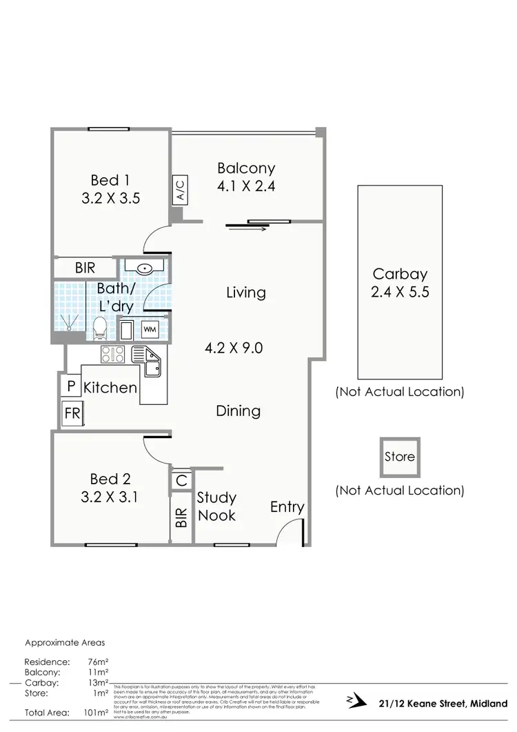 Floorplan of Homely unit listing, 21/12 Keane Street, Midland WA 6056