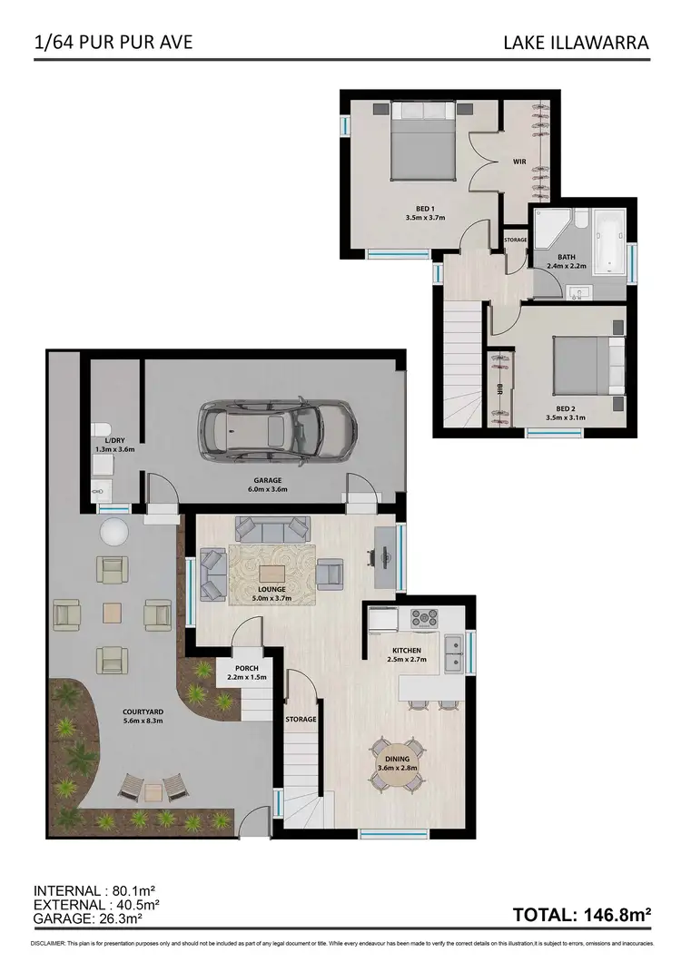 Floorplan of Homely townhouse listing, 1/64 Pur Pur Avenue, Lake Illawarra NSW 2528