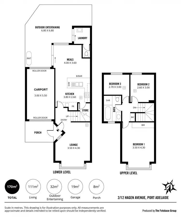 Floorplan of Homely townhouse listing, 2/12 Hagen Avenue, Port Adelaide SA 5015