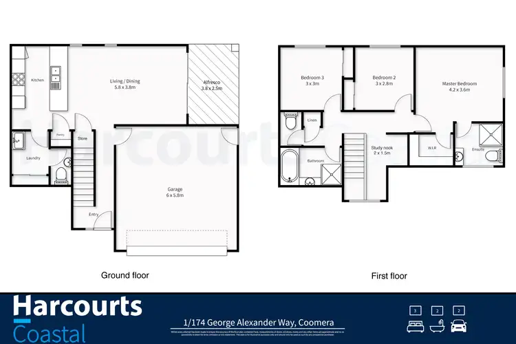 Floorplan of Homely semi-detached listing, 1/174 George Alexander Way, Coomera QLD 4209