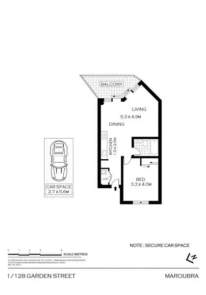 Floorplan of Homely unit listing, 1/128 Garden St, Maroubra NSW 2035