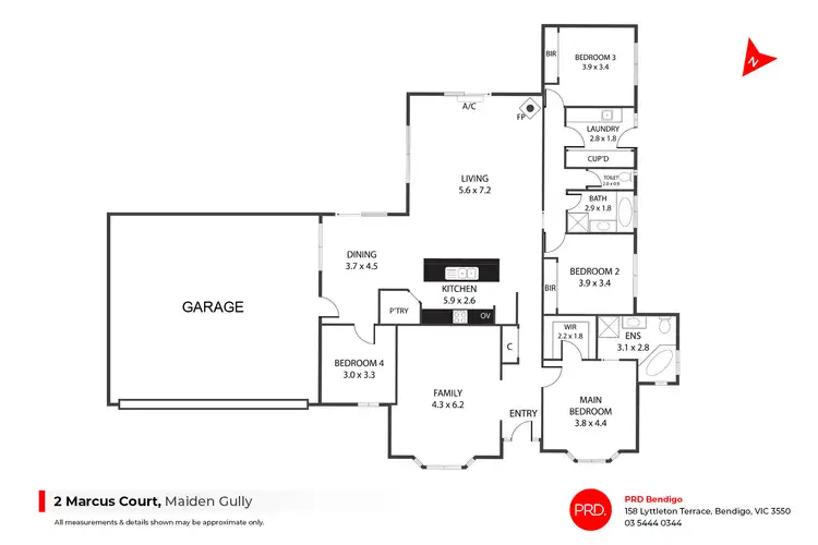 Floorplan of Homely house listing, 2 Marcus Court, Maiden Gully VIC 3551