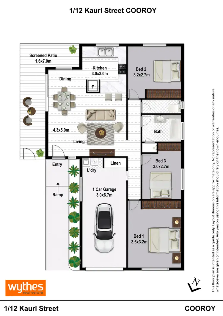 Floorplan of Homely unit listing, 1/12 Kauri Street, Cooroy QLD 4563