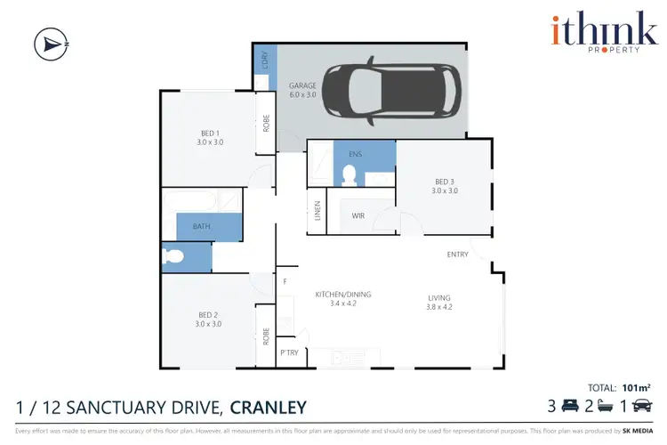 Floorplan of Homely villa listing, 1/12 Sanctuary Drive, Cranley QLD 4350