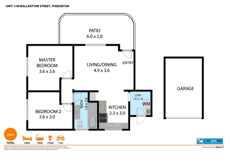 Floorplan of Homely unit listing, 1/49 Ballantyne Street, Thebarton SA 5031
