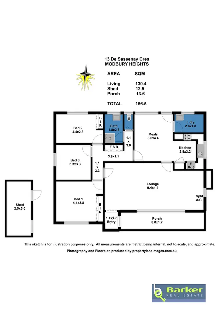 Floorplan of Homely house listing, 13 De Sassenay Crescent, Modbury Heights SA 5092