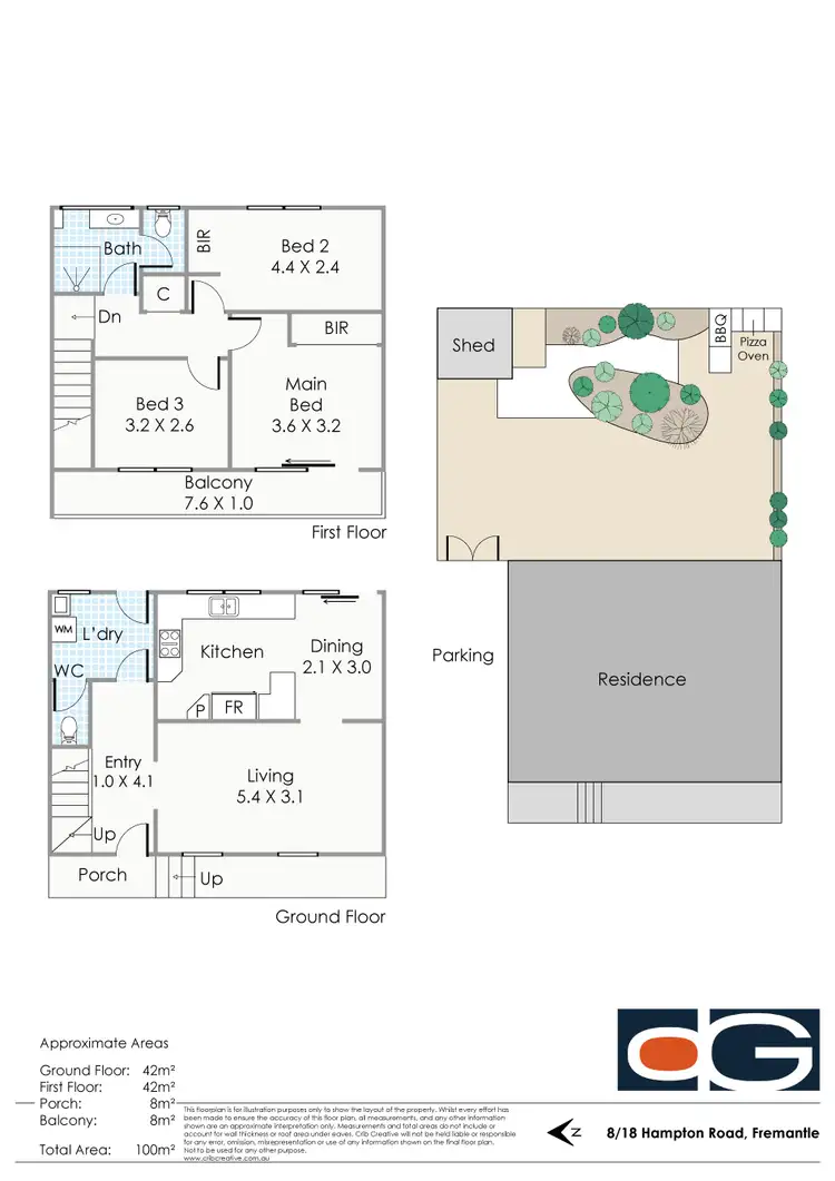 Floorplan of Homely townhouse listing, 8/18 Hampton Road, Fremantle WA 6160