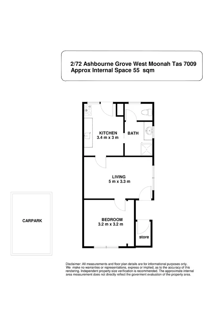 Floorplan of Homely unit listing, 2/72 Ashbourne Grove, West Moonah TAS 7009