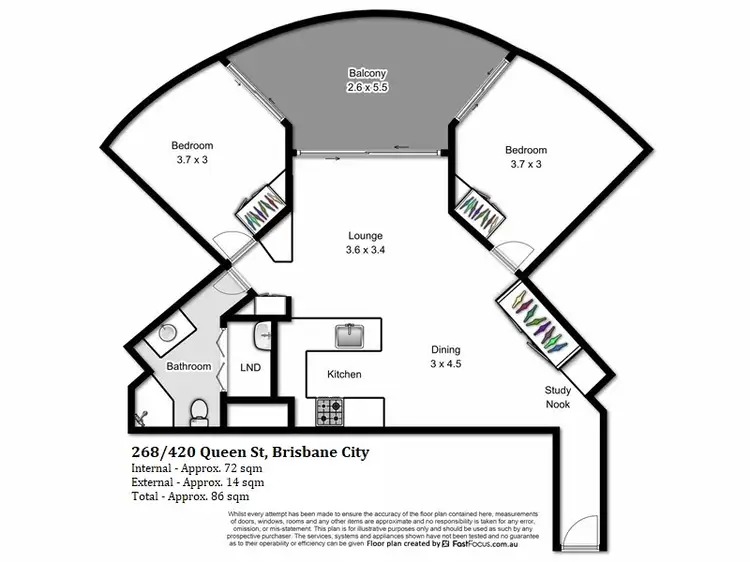 Floorplan of Homely apartment listing, 268/420 Queen Street, Brisbane City QLD 4000